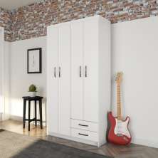 Guarda-Roupa Solteiro Mumbai 4 Portas 2 Gavetas Branco