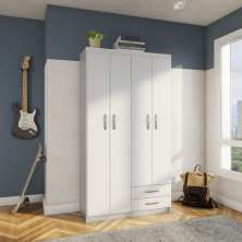 Guarda-Roupa Solteiro Parma 4 Portas 2 Gavetas Branco