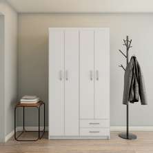 Guarda-Roupa Solteiro Udinese 4 Portas 2 Gavetas Branco