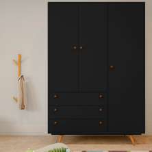 Guarda-Roupa Solteiro Verse 3 Portas 3 Gavetas Preto