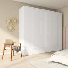 Guarda-Roupa de Casal Santos 6 Portas 9 Gavetas Neve