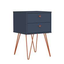 Mesa de Cabeceira Bled 2 Gavetas Azul e Cobre