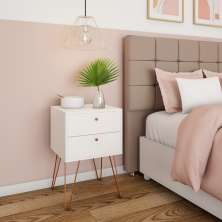 Mesa de Cabeceira Maribor 2 Gavetas Branca
