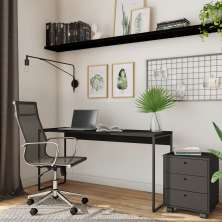Mesa de Escritório Estelle Preta 150 cm