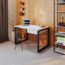 Mesa de Escritório Retangular Miguel 1 GV Branca e Preta 120 cm
