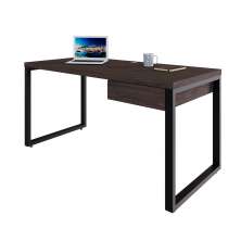 Mesa de Escritório Retangular Miguel 1 GV Marrom Escuro e Preta 150 cm