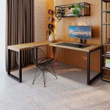Mesa de Escritório em L Miguel Vermont e Preta 190x150 cm