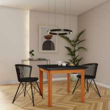 Mesa de Jantar Extensível Retangular Marea Preta e Castanho 151 cm