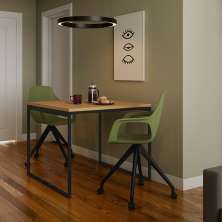 Mesa de Jantar Quadrada Industrial Boise Carvalho e Preta 90 cm
