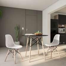 Mesa de Jantar Redonda Groove Preto 90 cm