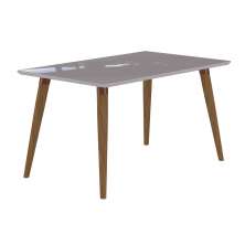 Mesa de Jantar Retangular Adele com Vidro Madeira e Off White 80 cm