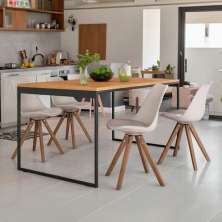 Mesa de Jantar Retangular Calife Amêndoa e Preta 135 cm
