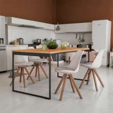 Mesa de Jantar Retangular Duarte Amêndoa e Preta 135 cm
