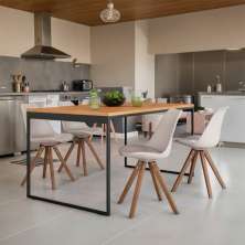 Mesa de Jantar Retangular Julieta Amêndoa e Preta 135 cm