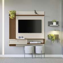 Painel para TV até 55 Polegadas Alvorada Freijó e Off White