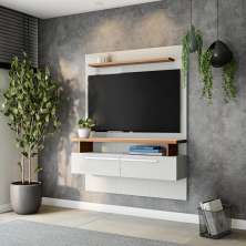 Painel para TV até 60 Polegadas Longan Off White e Nogueira