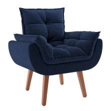 Poltrona Lidi Suede Azul Marinho