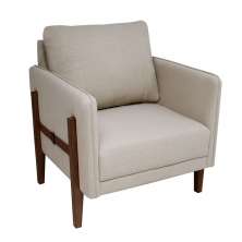Poltrona Nice Linho Bege e Imbuia