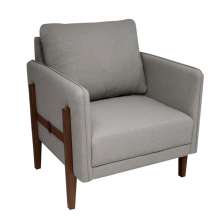 Poltrona Nice Linho Cinza e Imbuia