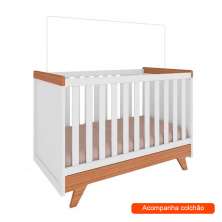 Quarto Infantil com Colchão D20 (12x148x68) Retrô 4 PT 3 GV Branco e Carvalho