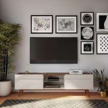 Rack Bristol I 2 GV Off White com Freijó Touch 180 cm