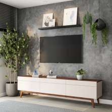 Rack Bristol I 3 GV Off White com Freijó Touch 218 cm