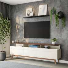 Rack Bristol II 3 GV Off White com Freijó Touch 218 cm