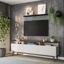 Rack Cambridge II 3 GV Off White com Freijó Touch 218 cm