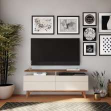 Rack Celma 2 GV Off White com Freijó Touch 146 cm