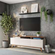 Rack Coventry II 3 GV Off White com Freijó Touch 180 cm