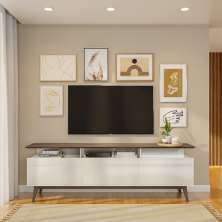 Rack Glasgow II 3 GV Off White com Freijó Touch 218 cm