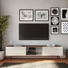 Rack Kingston I 2 GV Off White com Freijó Touch 218 cm