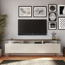 Rack Kingston II 3 GV Off White com Freijó Touch 218 cm