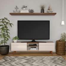Rack Manchester I 2 GV Off White com Freijó Touch 180 cm