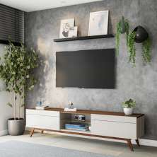 Rack Manchester I 2 GV Off White com Freijó Touch 218 cm