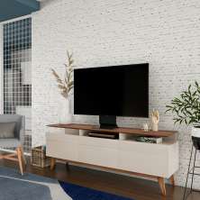 Rack Manchester II 3 GV Off White com Freijó Touch 180 cm