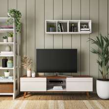 Rack Oxford I 2 GV Off White com Freijó Touch 180 cm