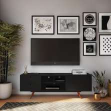 Rack Retrô Colônia Preto 162 cm