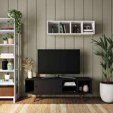Rack Retrô Geórgia Fosco Preto 162 cm