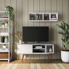 Rack Retrô Gisborne Branco 140 cm