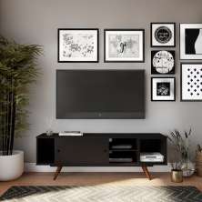 Rack Retrô Guiana Fosco Preto 162 cm