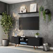 Rack Retrô Kiel Preto 162 cm