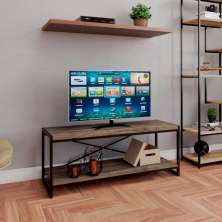 Rack Wooden Carvalho Dark e Preto 120 cm
