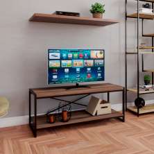 Rack Wooden Nogal e Preto 120 cm