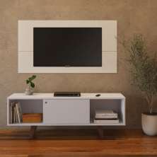 Rack com Painel para TV até 42 Polegadas Joe Branco 135 cm