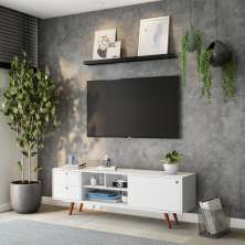 Rack com Painel para TV até 42 Polegadas Jonas Branco 135 cm