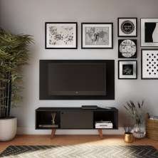 Rack com Painel para TV até 42 Polegadas Jonas Preto 135 cm