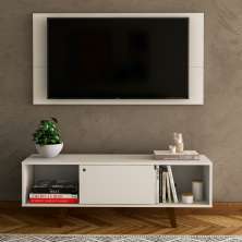 Rack com Painel para TV até 42 Polegadas Lito Branco 135 cm