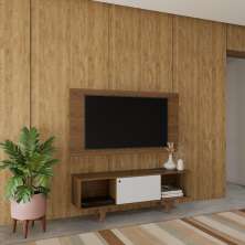 Rack com Painel para TV até 42 Polegadas Paula Freijo e Off White 135 cm