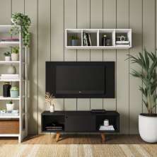 Rack com Painel para TV até 42 Polegadas Samuel Preto 135 cm